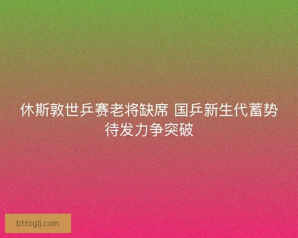 休斯敦世乒赛老将缺席 国乒新生代蓄势待发力争突破